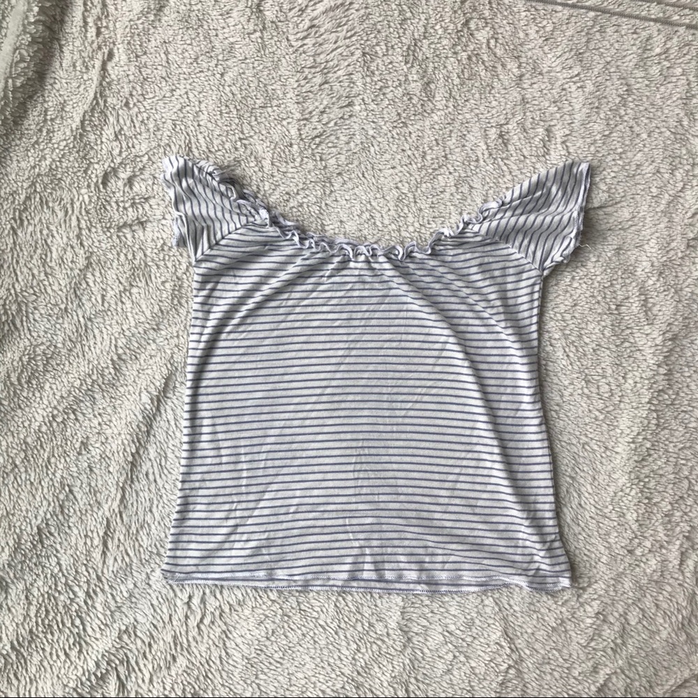 Brandy Melville Striped Off the Shoulder Crop Top